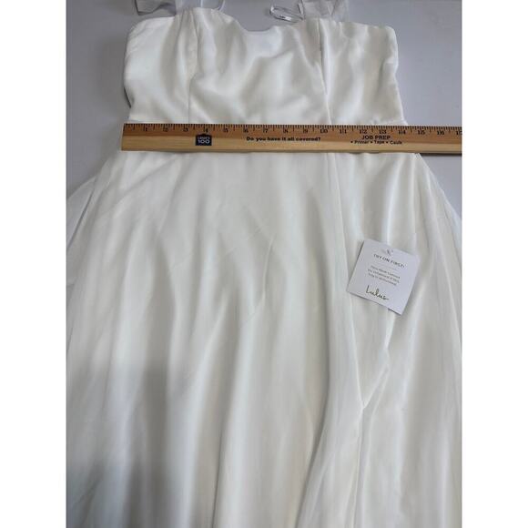Lulus NWT Radiant Romance White Tie-Strap Maxi Dress Lined Chiffon Wedding Large - Picture 9 of 13